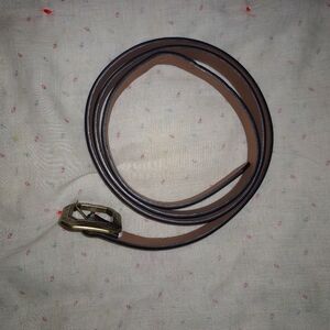 Brown Faux Leather Belt Gold Tone Buckle